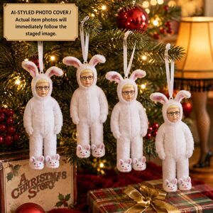 A Christmas Story Ralphie Pink Bunny Suit Fabric Ornaments Set of 4